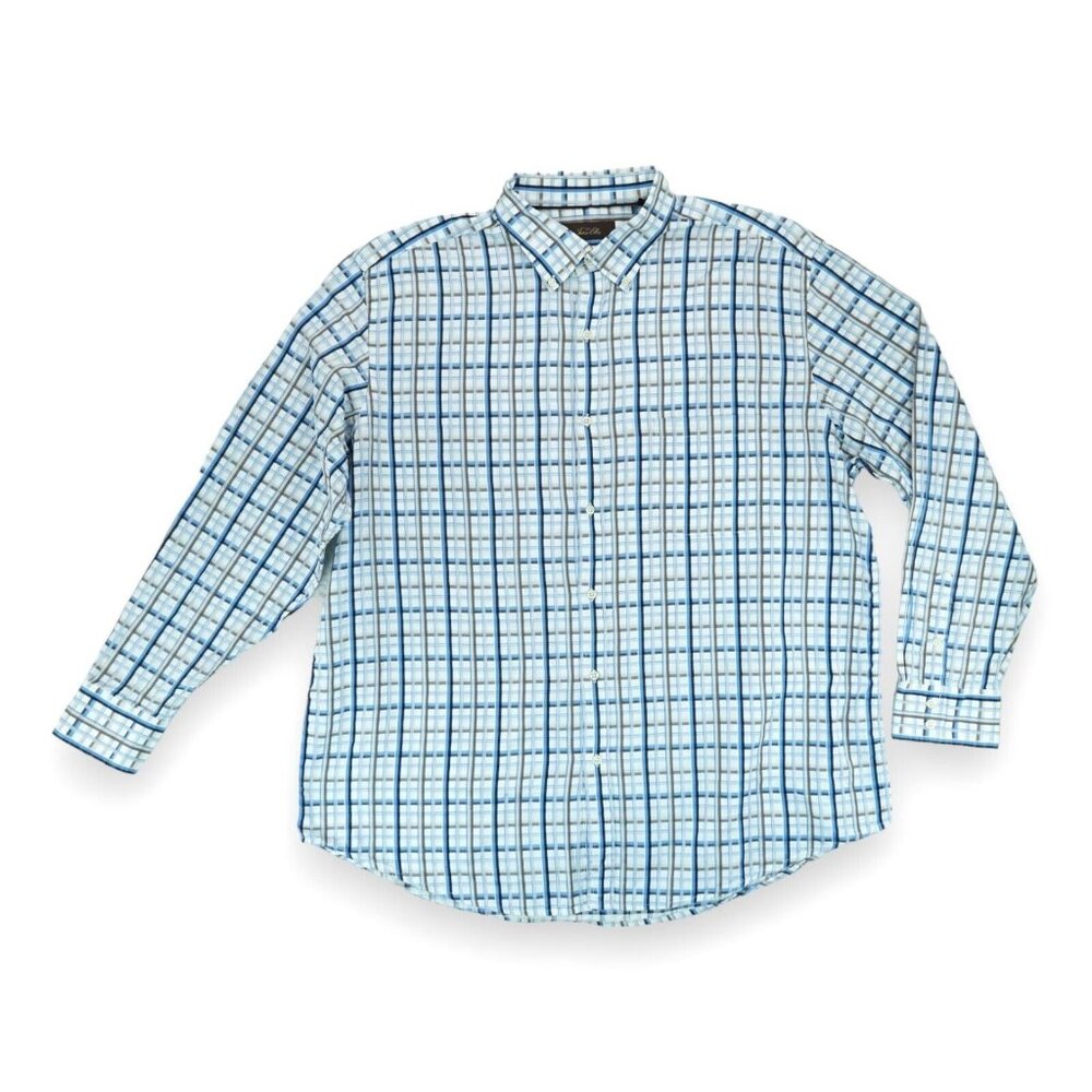 Tasso Elba Mens Dress Shirt‎ Plaid Long Sleeve Button Up Size XXL